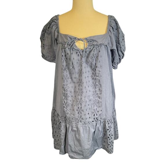 American Eagle Dresses & Skirts - NWOT American Eagle Puff Sleeve Tiered Babydoll Mini Dress Large 100% Cotton